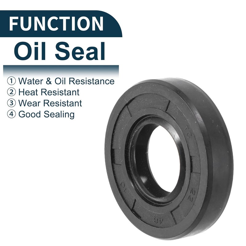 TUCKBOLD Universal Oil Seal TC Double Lip W Steel Spring Seal Ring Rotary Shaft Seal 22x48x10mm High Pressure NBR Rubber Black 5 Pcs - Image 3